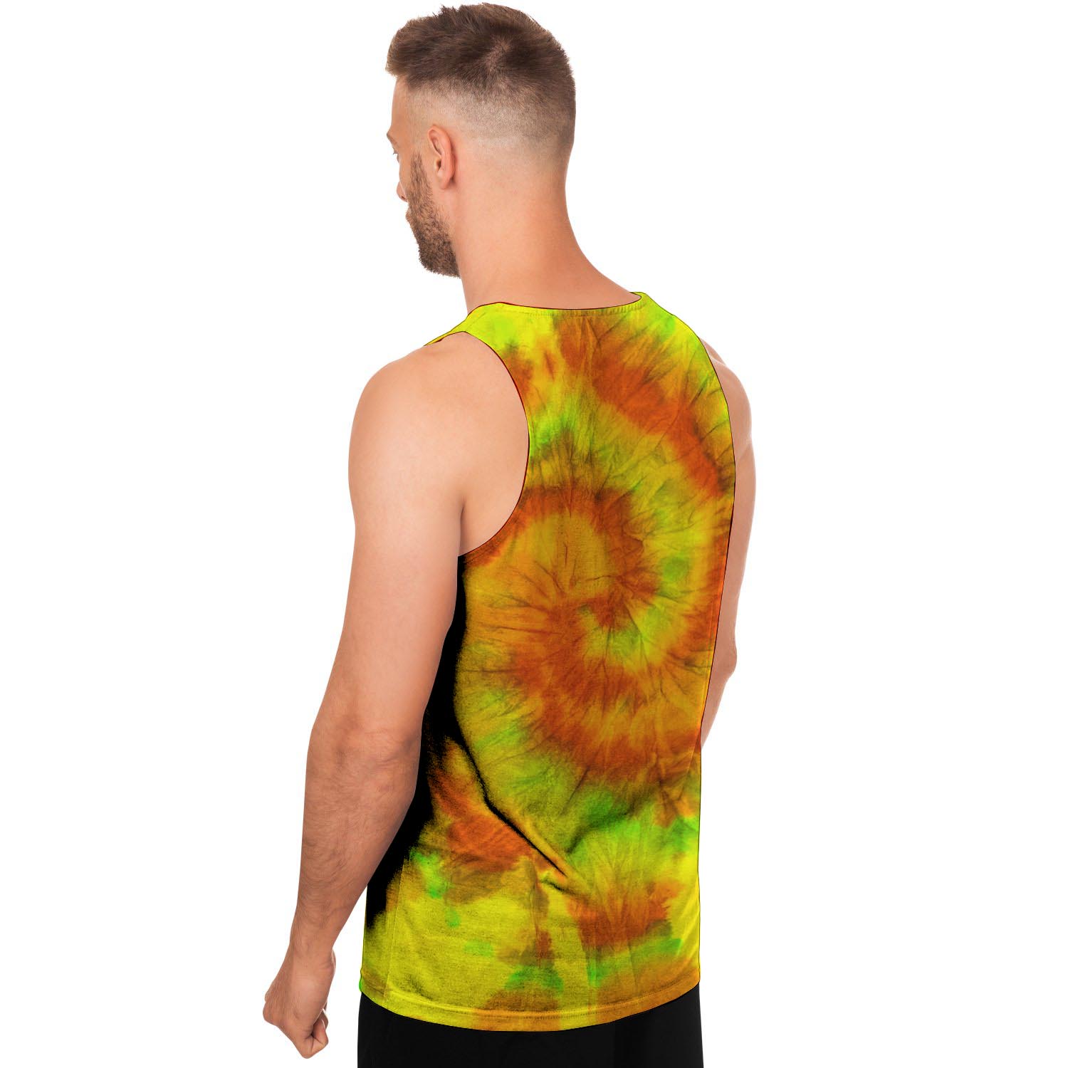 Yellow Tie Dye Men's Tank Tops-grizzshop