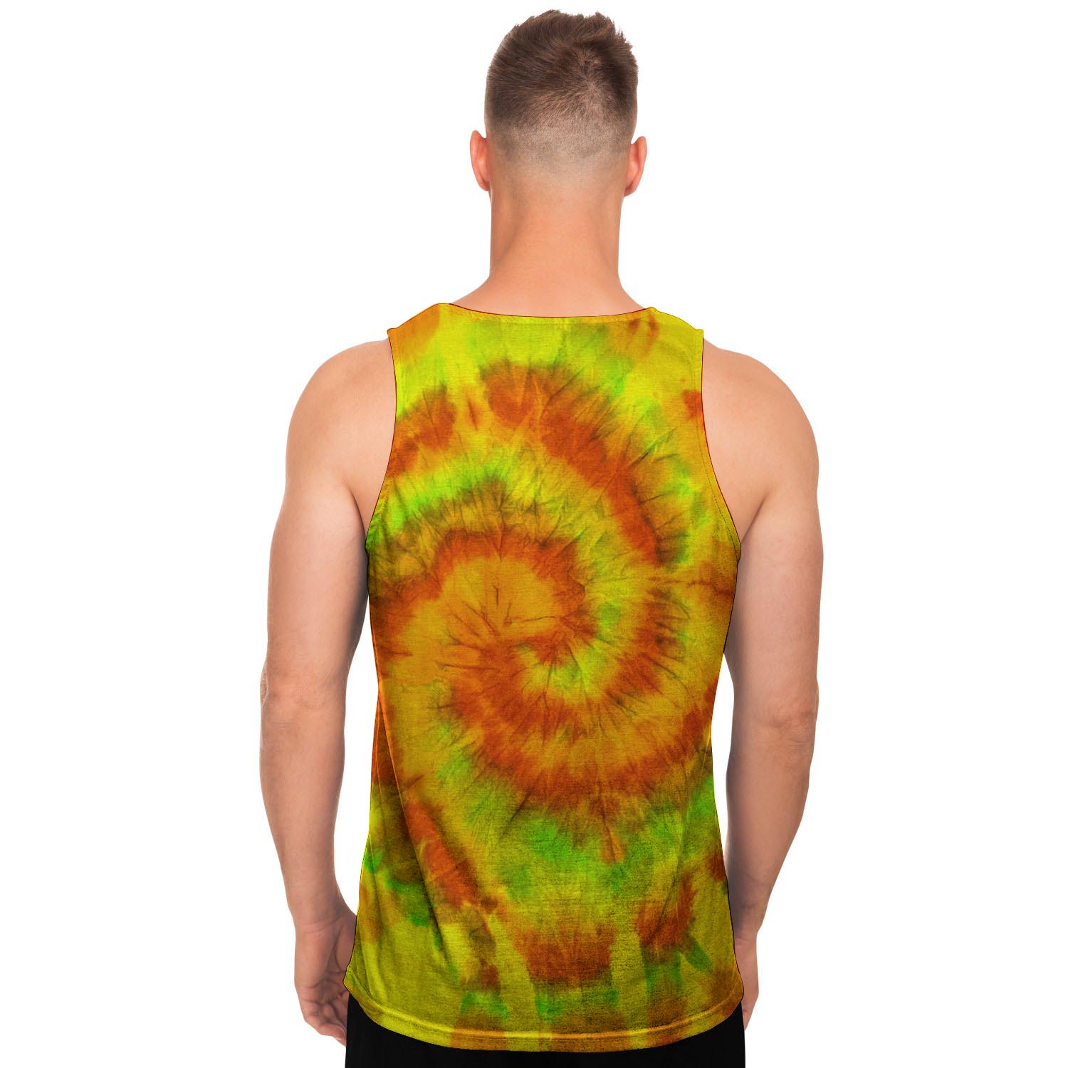 Yellow Tie Dye Men's Tank Tops-grizzshop