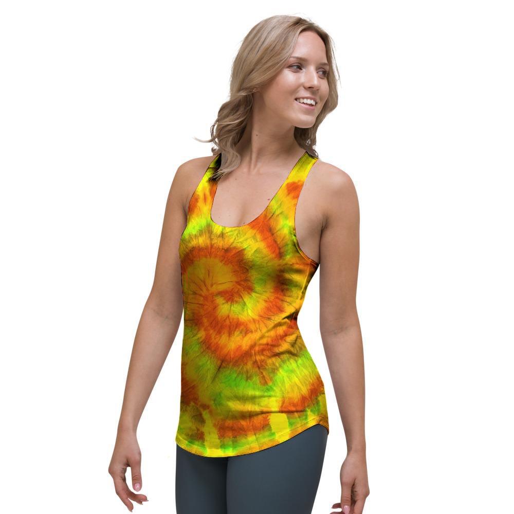 Yellow Tie Dye Women's Racerback Tank Top-grizzshop