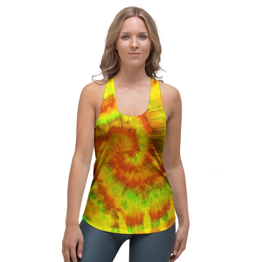 Yellow Tie Dye Women's Racerback Tank Top-grizzshop