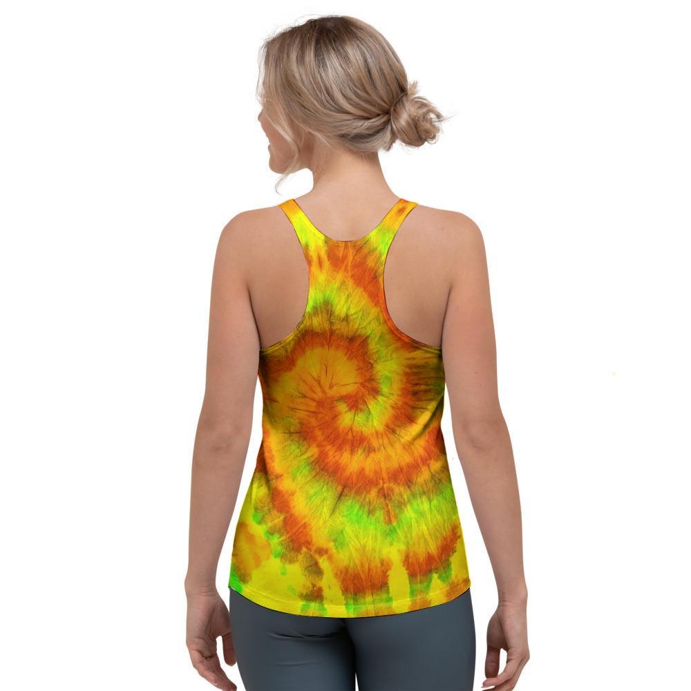 Yellow Tie Dye Women's Racerback Tank Top-grizzshop