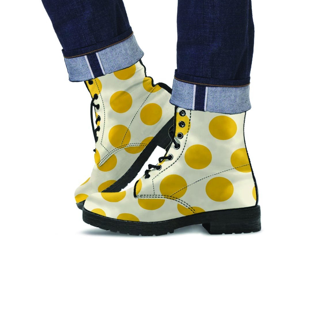 Yellow White Polka Dot Men's Boots-grizzshop