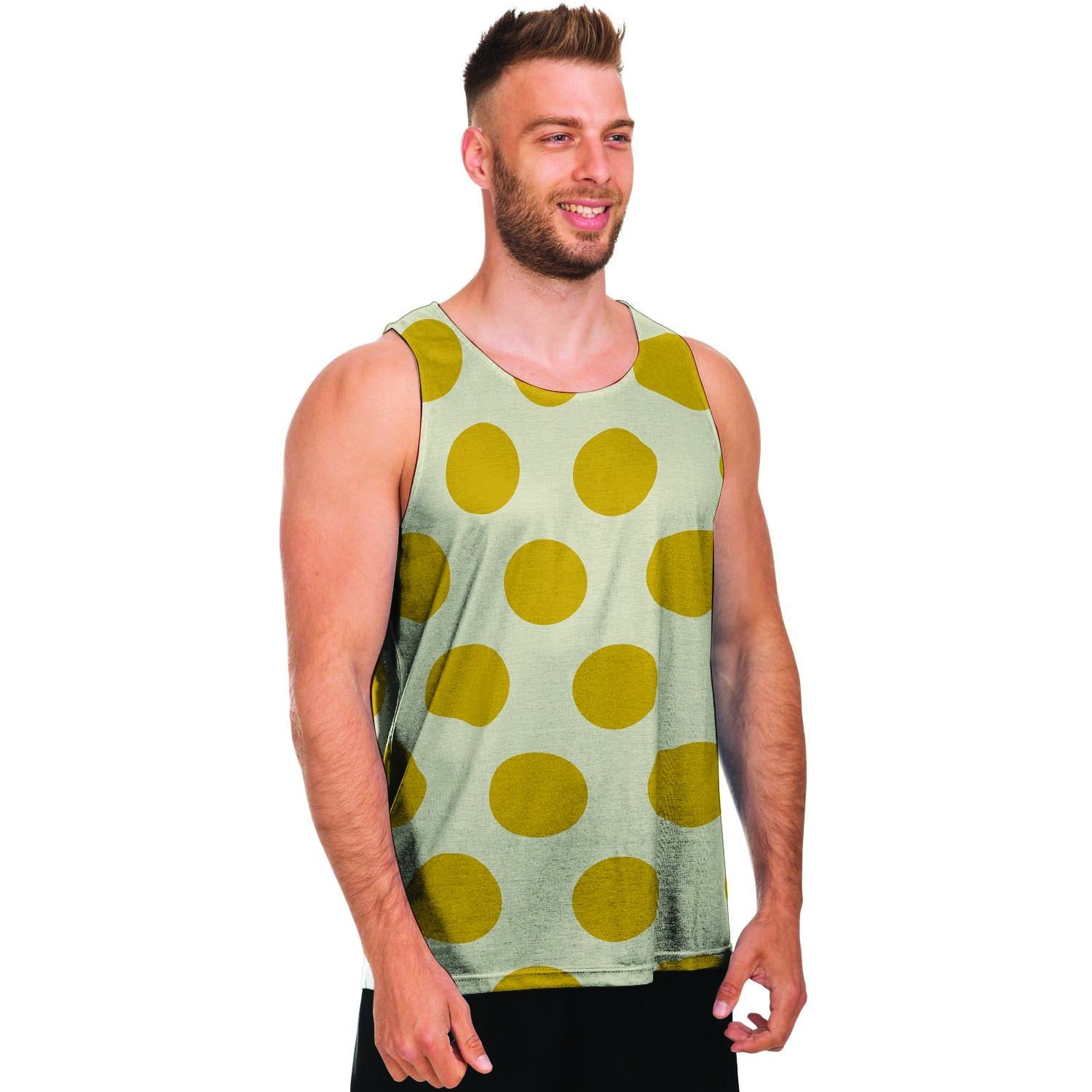 Yellow White Polka Dot Men's Tank Tops-grizzshop