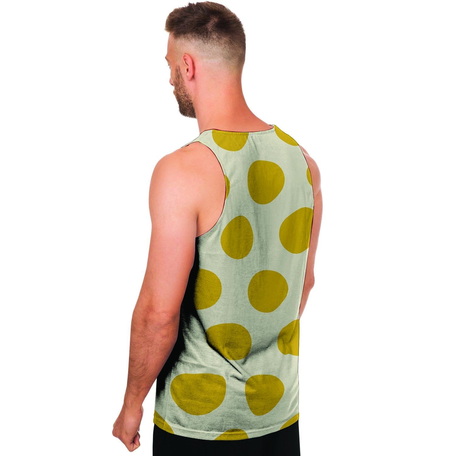 Yellow White Polka Dot Men's Tank Tops-grizzshop
