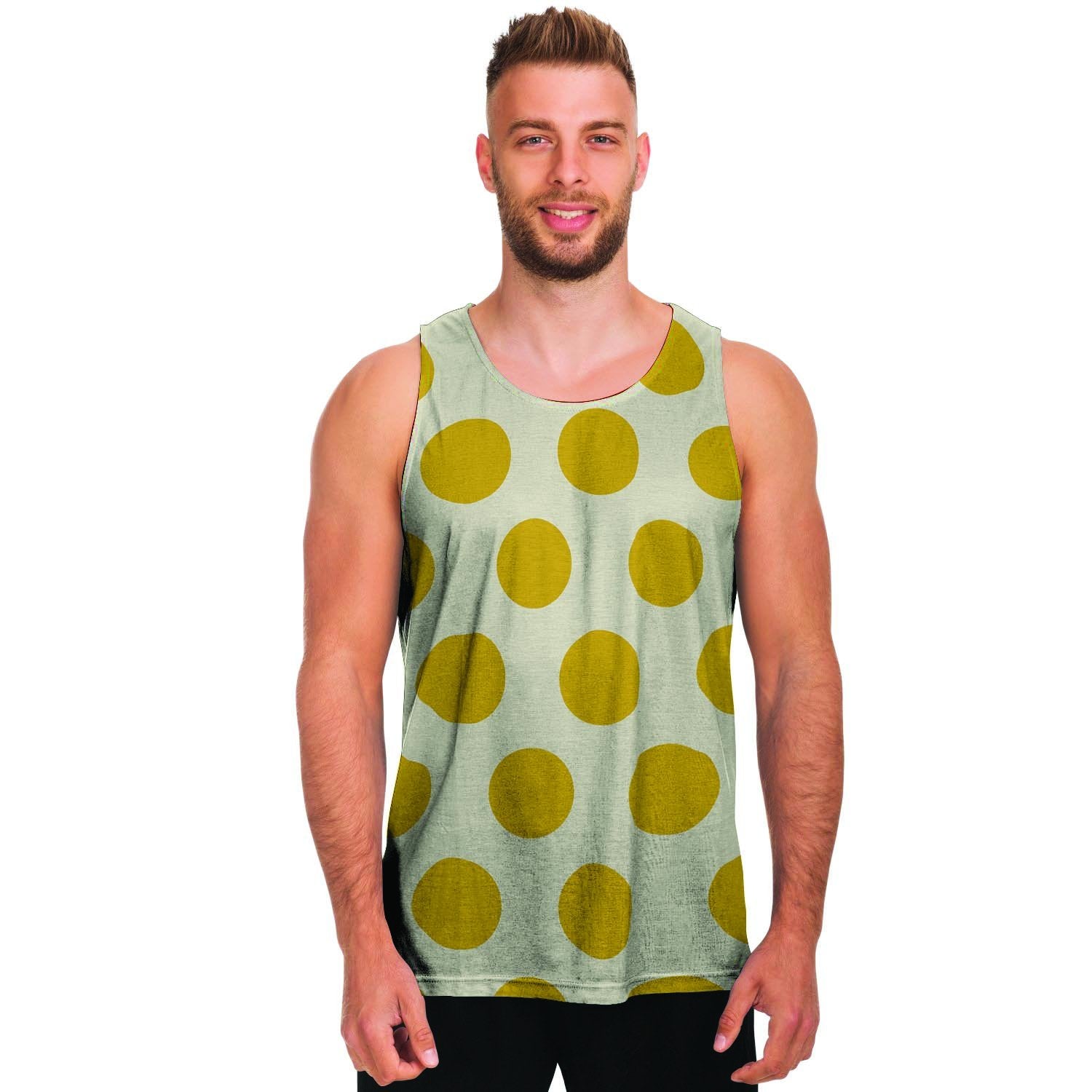Yellow White Polka Dot Men's Tank Tops-grizzshop