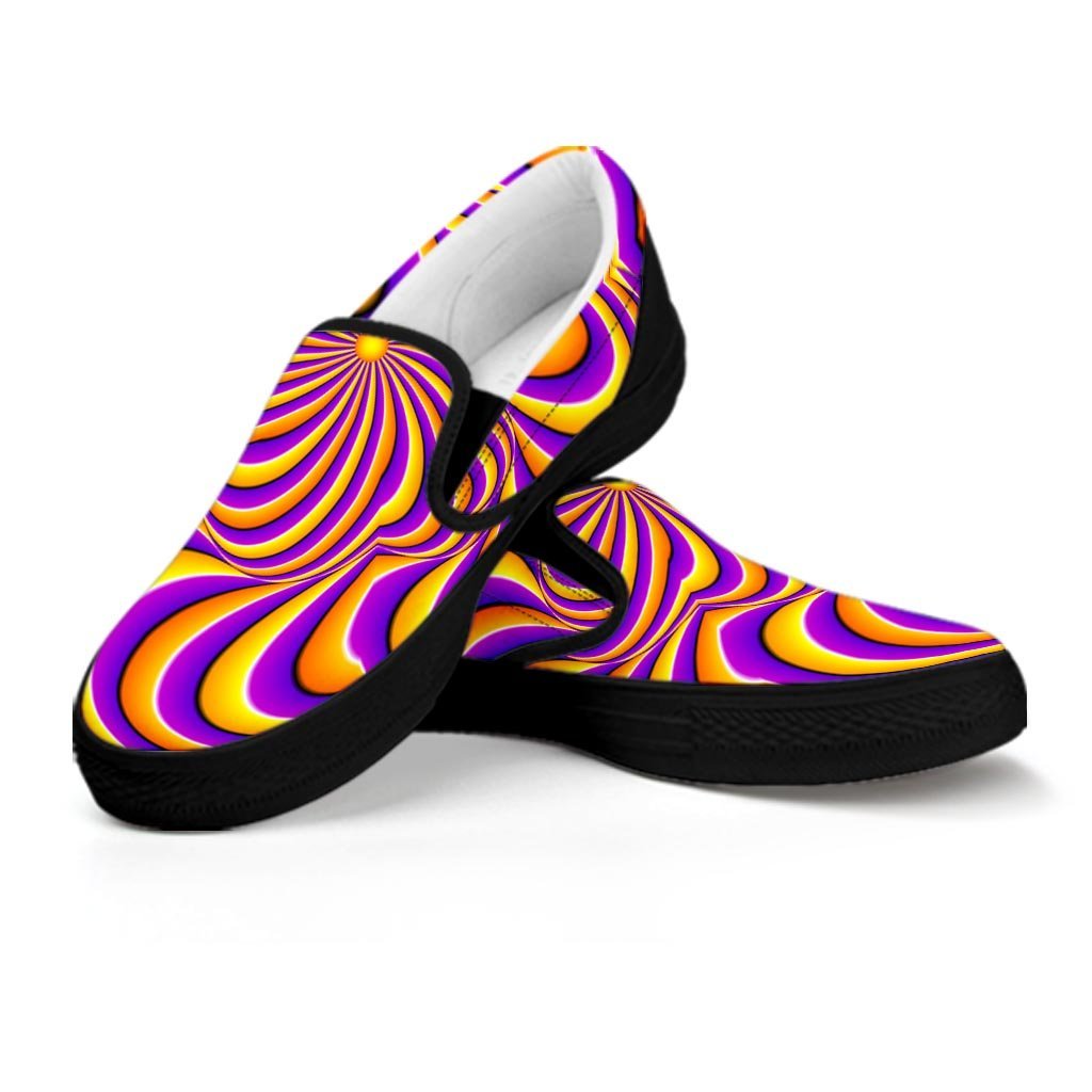 Yellow and purple spin illusion. Men's Slip On Sneakers-grizzshop