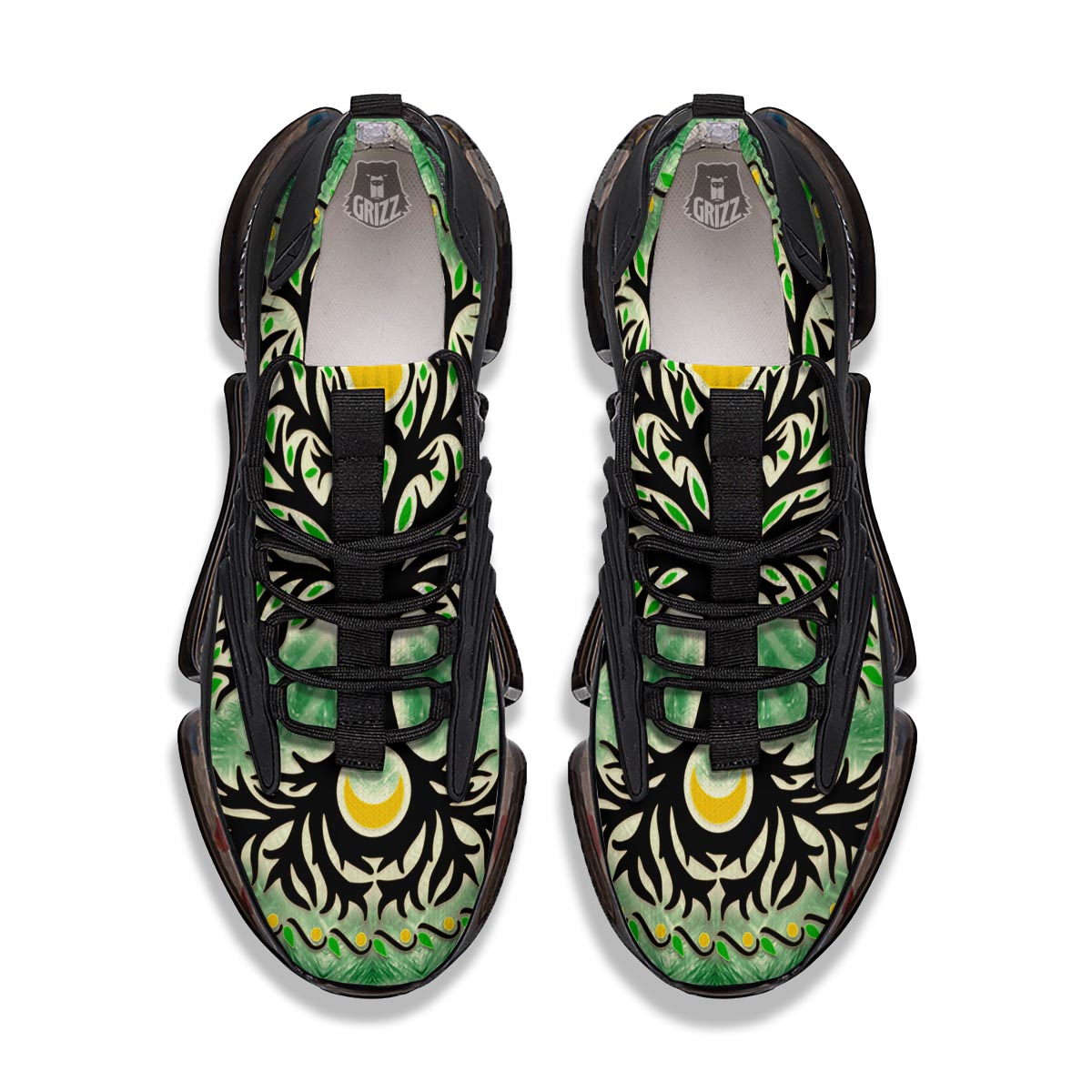 Yggdrasil Moon And Sun Print Black Gym Shoes-grizzshop