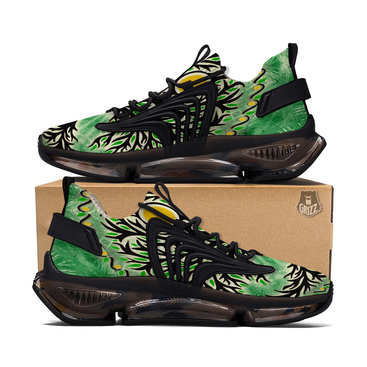 Yggdrasil Moon And Sun Print Black Gym Shoes-grizzshop