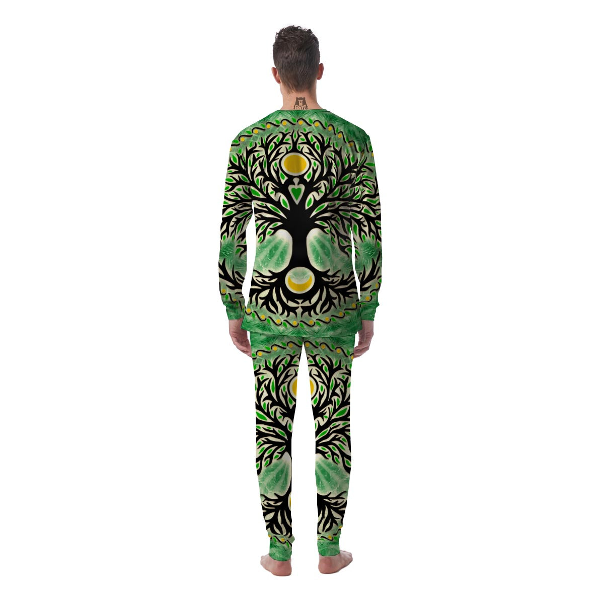 Yggdrasil Moon And Sun Print Men's Pajamas-grizzshop