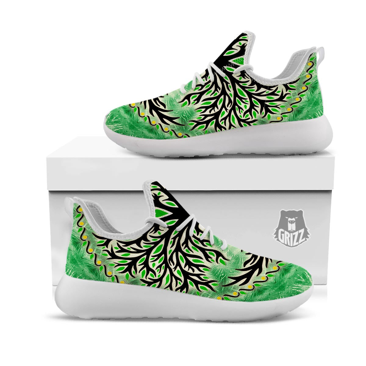 Yggdrasil Moon And Sun Print White Athletic Shoes-grizzshop