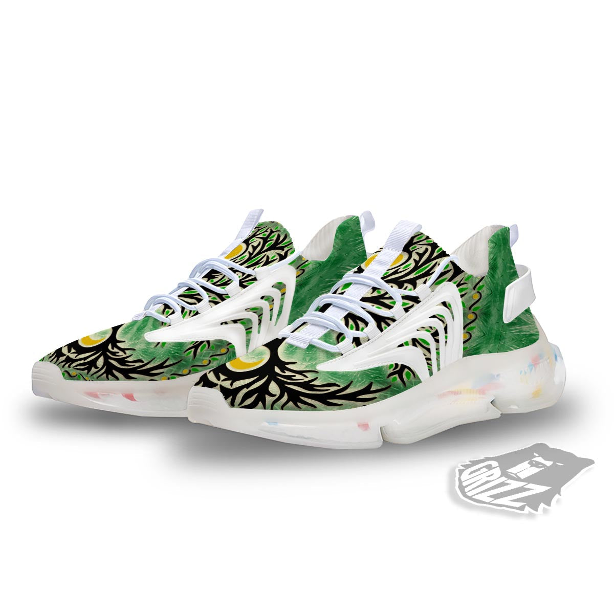 Yggdrasil Moon And Sun Print White Gym Shoes-grizzshop