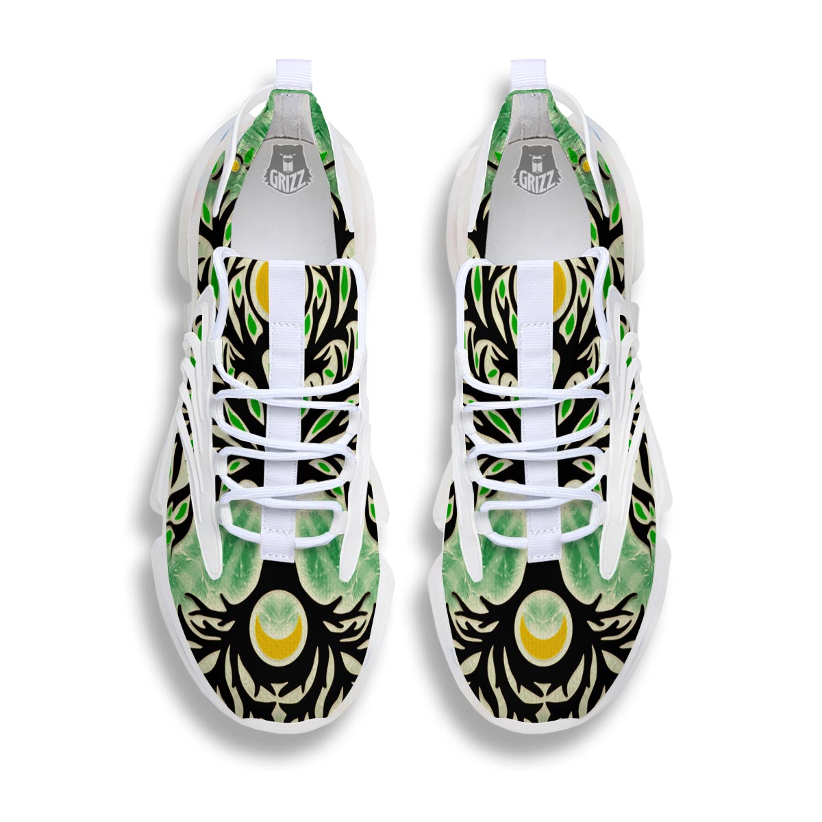 Yggdrasil Moon And Sun Print White Gym Shoes-grizzshop