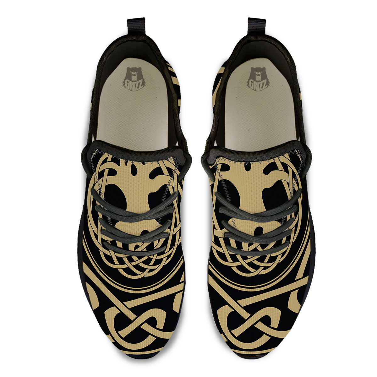 Yggdrasil Scandinavian Print Black Athletic Shoes-grizzshop