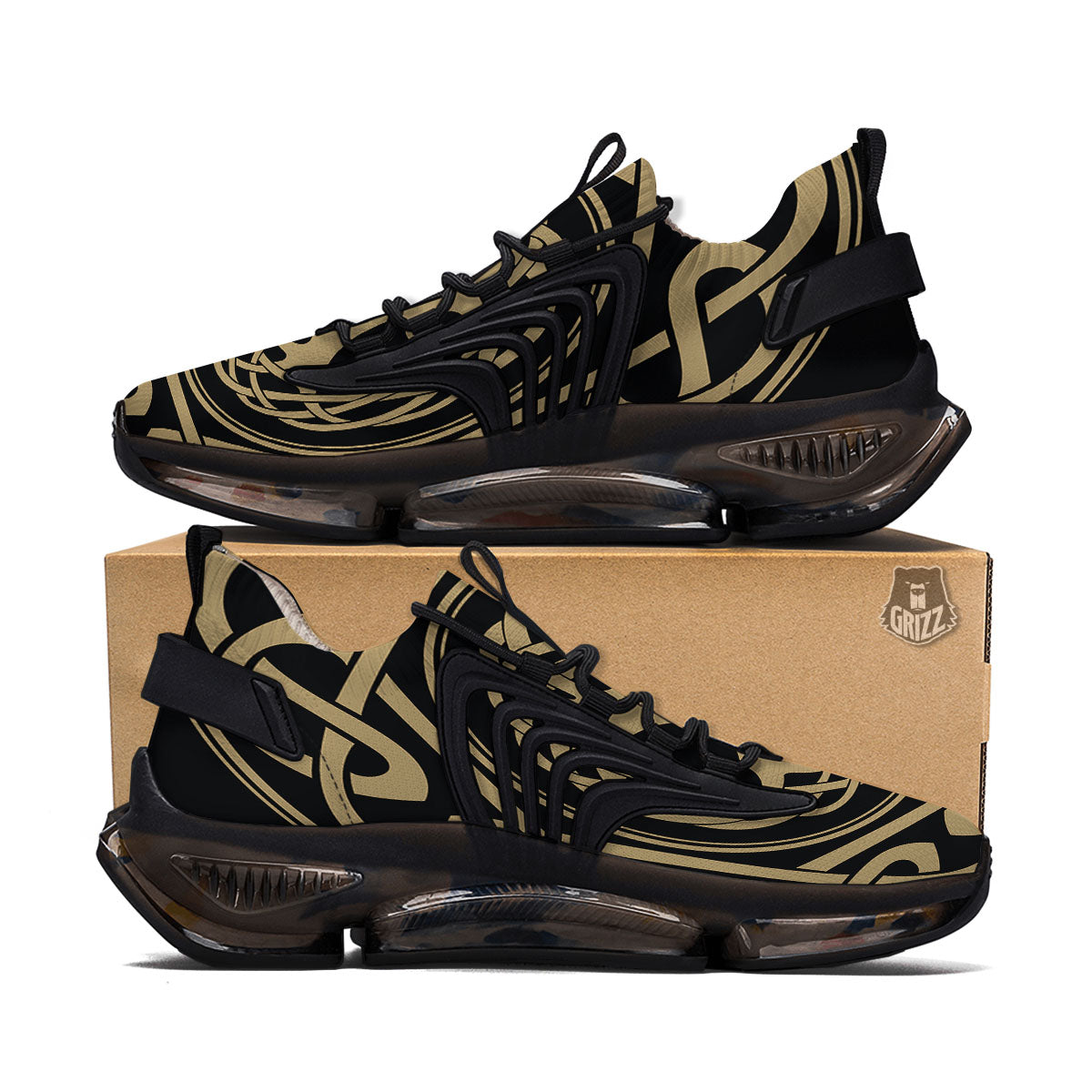 Yggdrasil Scandinavian Print Black Gym Shoes-grizzshop