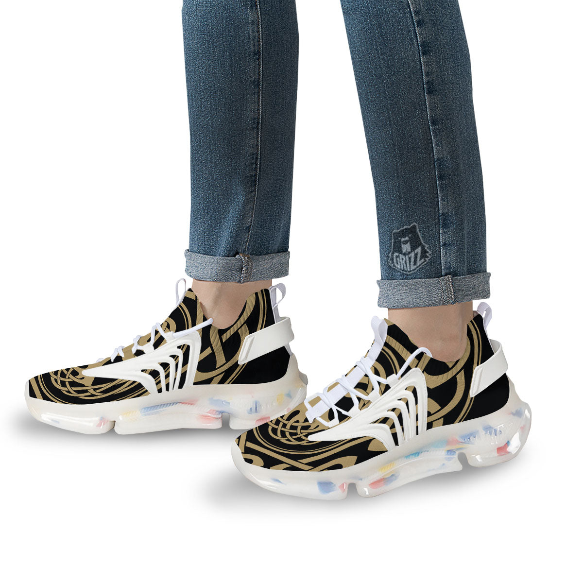 Yggdrasil Scandinavian Print White Gym Shoes-grizzshop