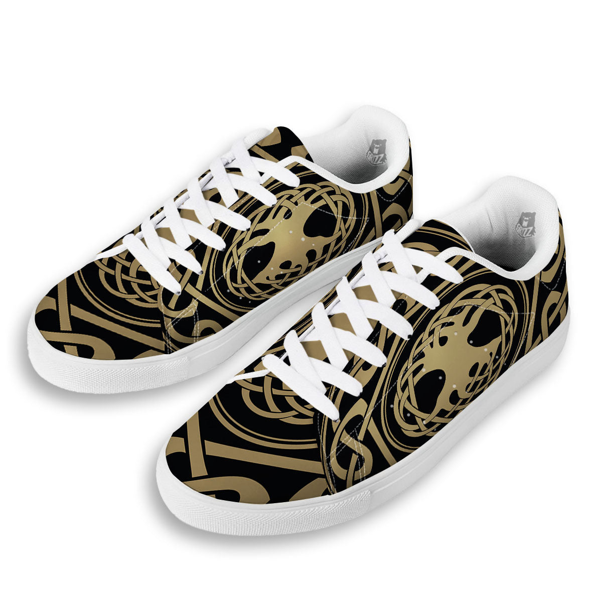 Yggdrasil Scandinavian Print White Low Top Sneakers-grizzshop