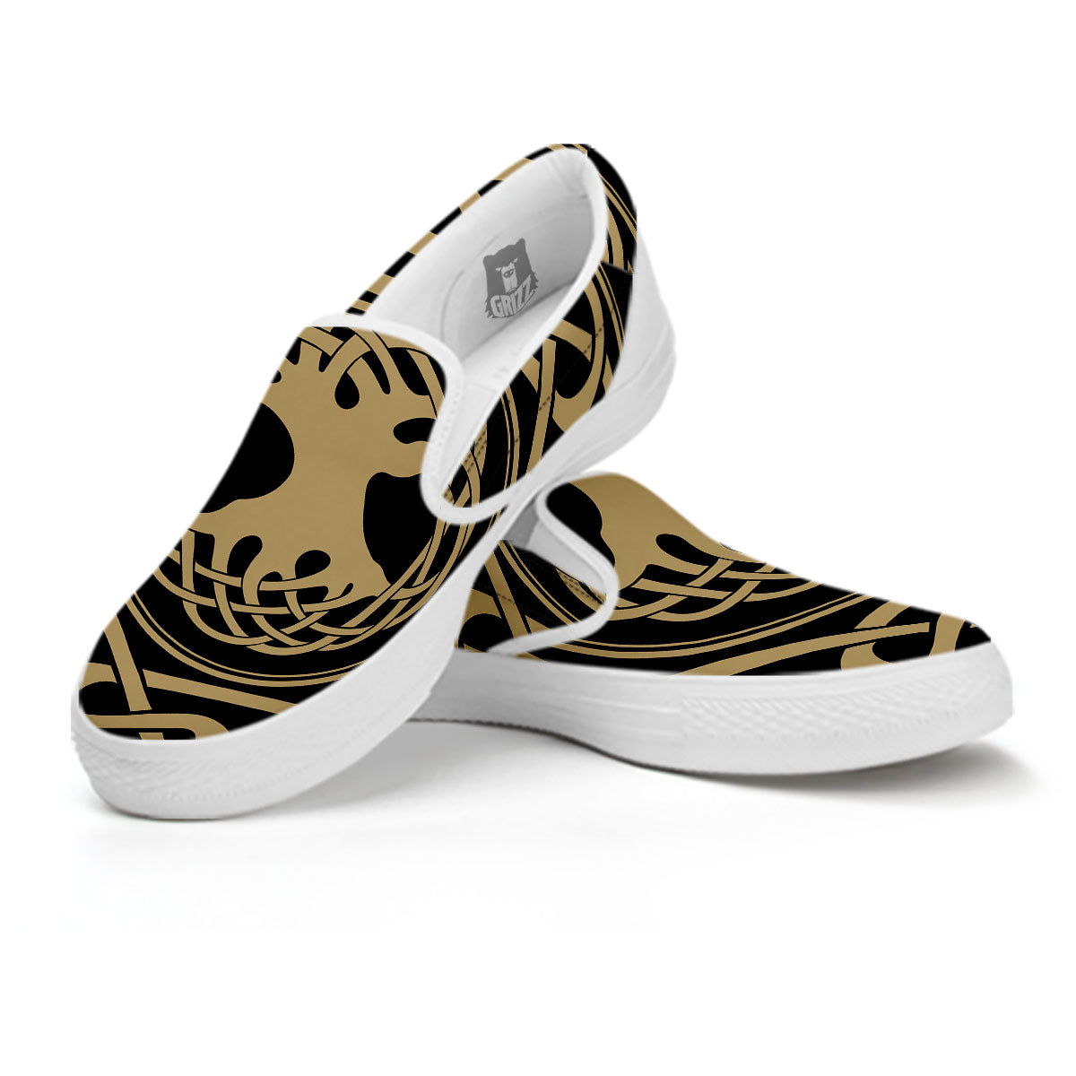 Yggdrasil Scandinavian Print White Slip On Shoes-grizzshop