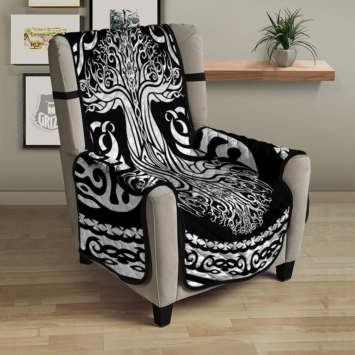 Yggdrasil Tree Ancient Print Armchair Protector-grizzshop