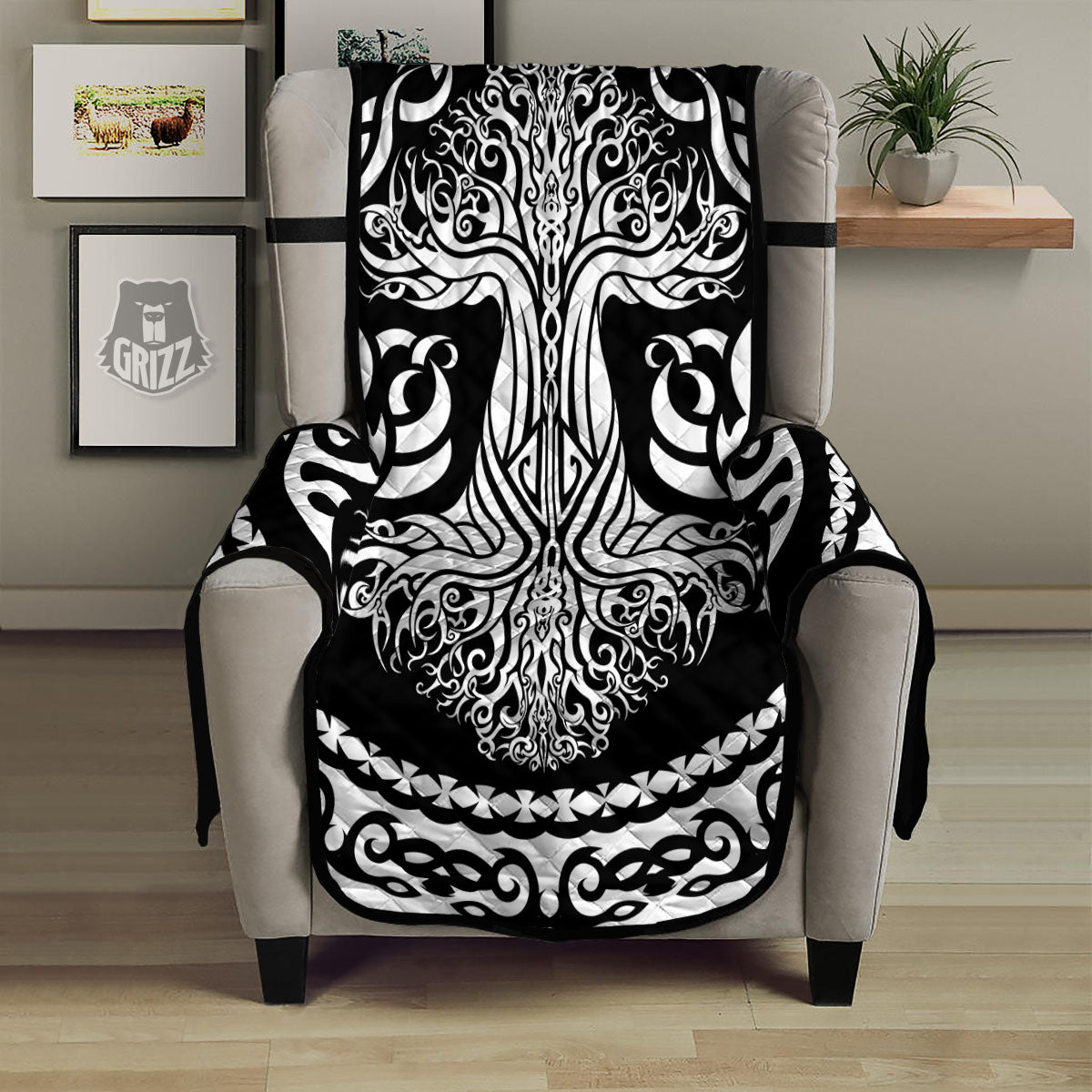 Yggdrasil Tree Ancient Print Armchair Protector-grizzshop