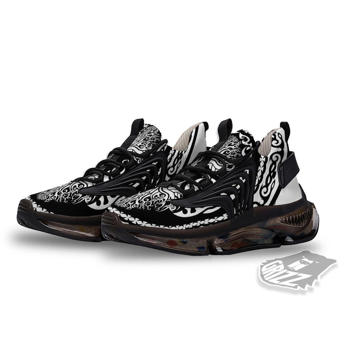 Yggdrasil Tree Ancient Print Black Gym Shoes-grizzshop