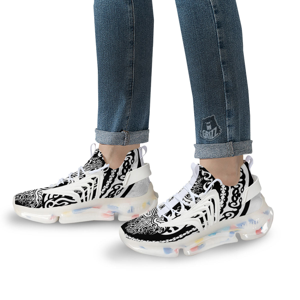 Yggdrasil Tree Ancient Print White Gym Shoes-grizzshop