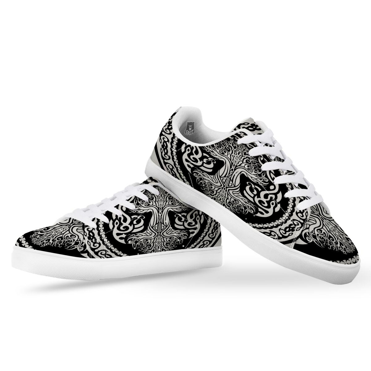 Yggdrasil Tree Ancient Print White Low Top Sneakers-grizzshop