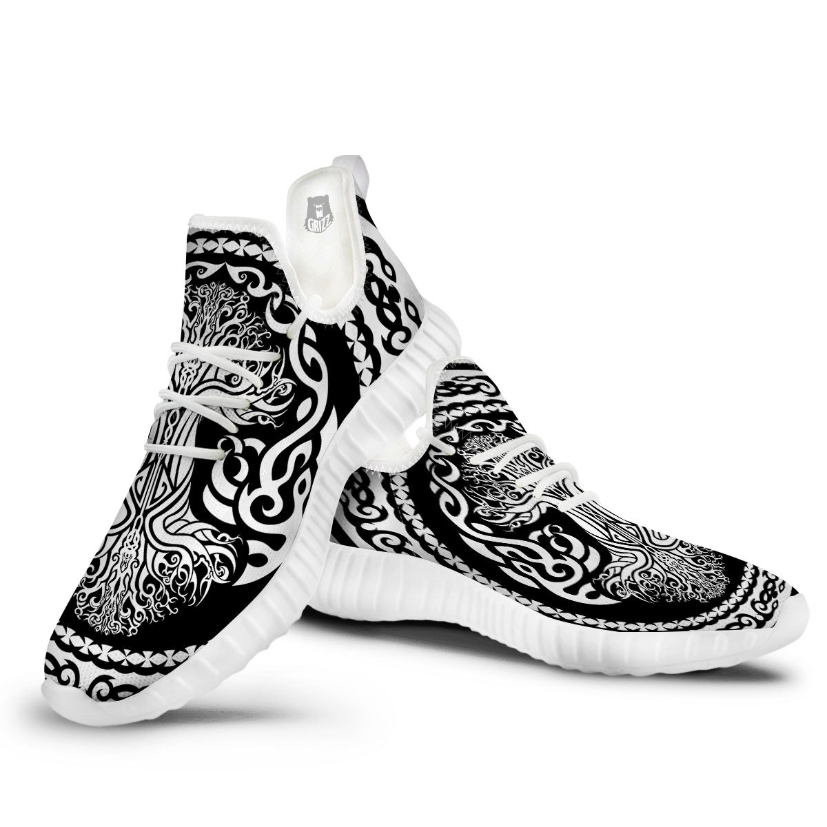 Yggdrasil Tree Ancient Print White Walking Shoes-grizzshop