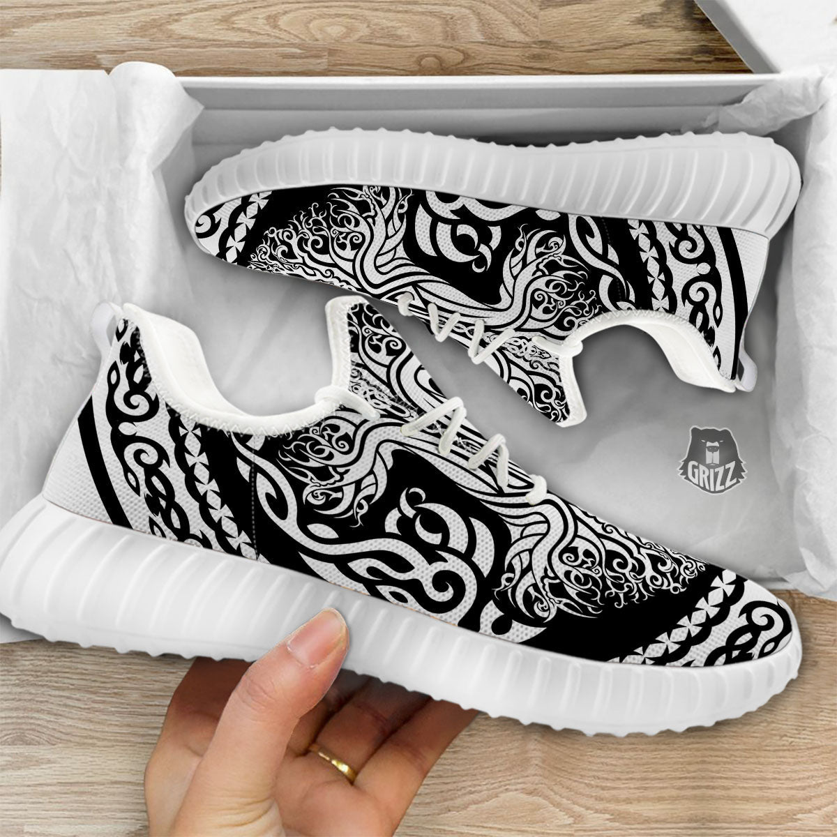Yggdrasil Tree Ancient Print White Walking Shoes-grizzshop