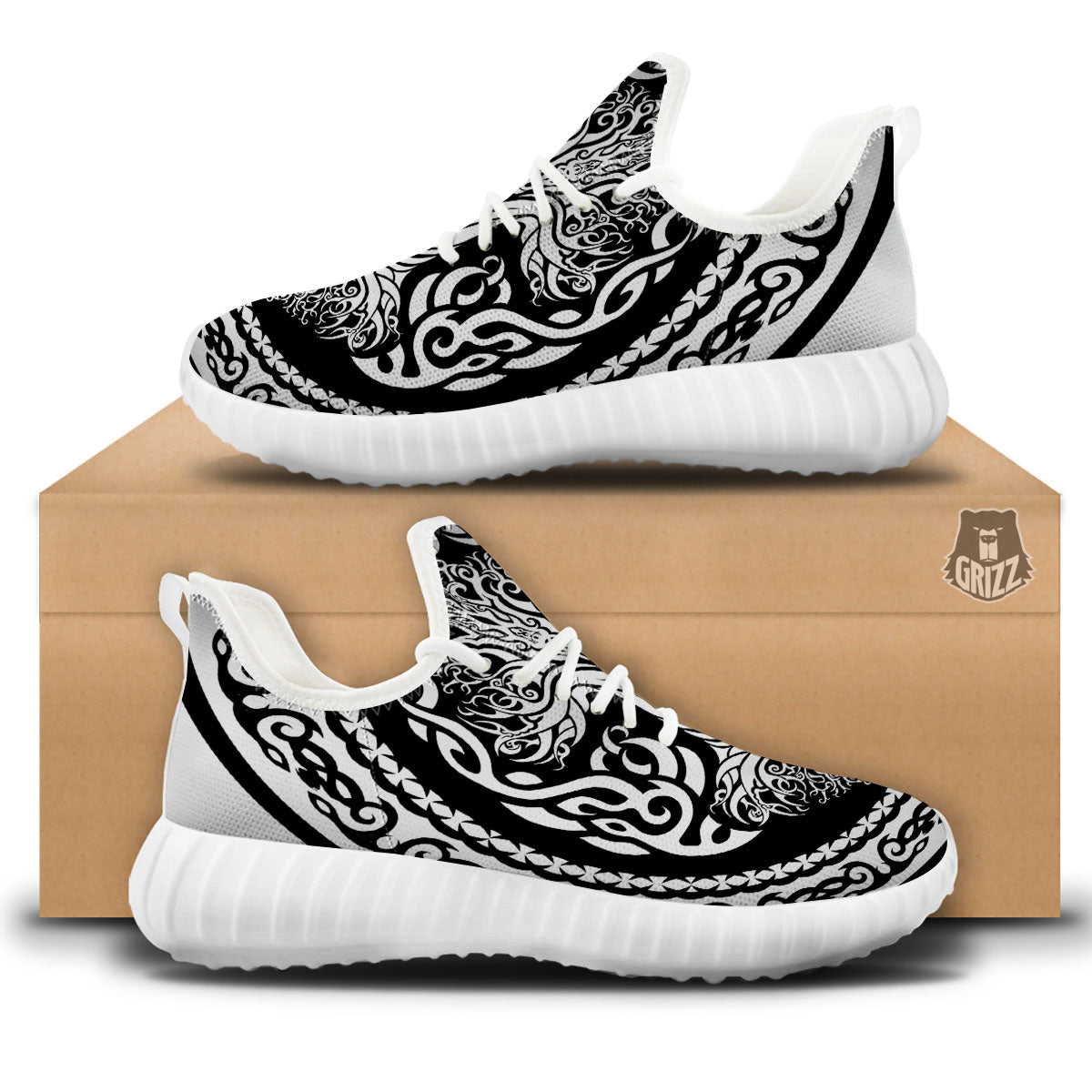 Yggdrasil Tree Ancient Print White Walking Shoes-grizzshop