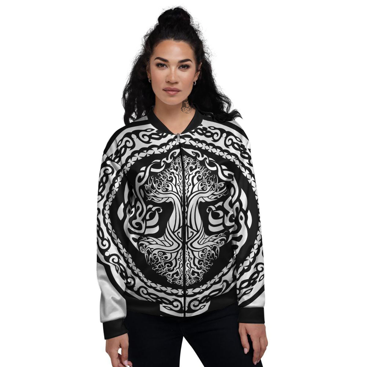 Yggdrasil Tree Ancient Print Women's Bomber Jacket-grizzshop