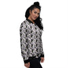 Yin Yang Black And White Cat Sleep Print Pattern Women's Bomber Jacket-grizzshop