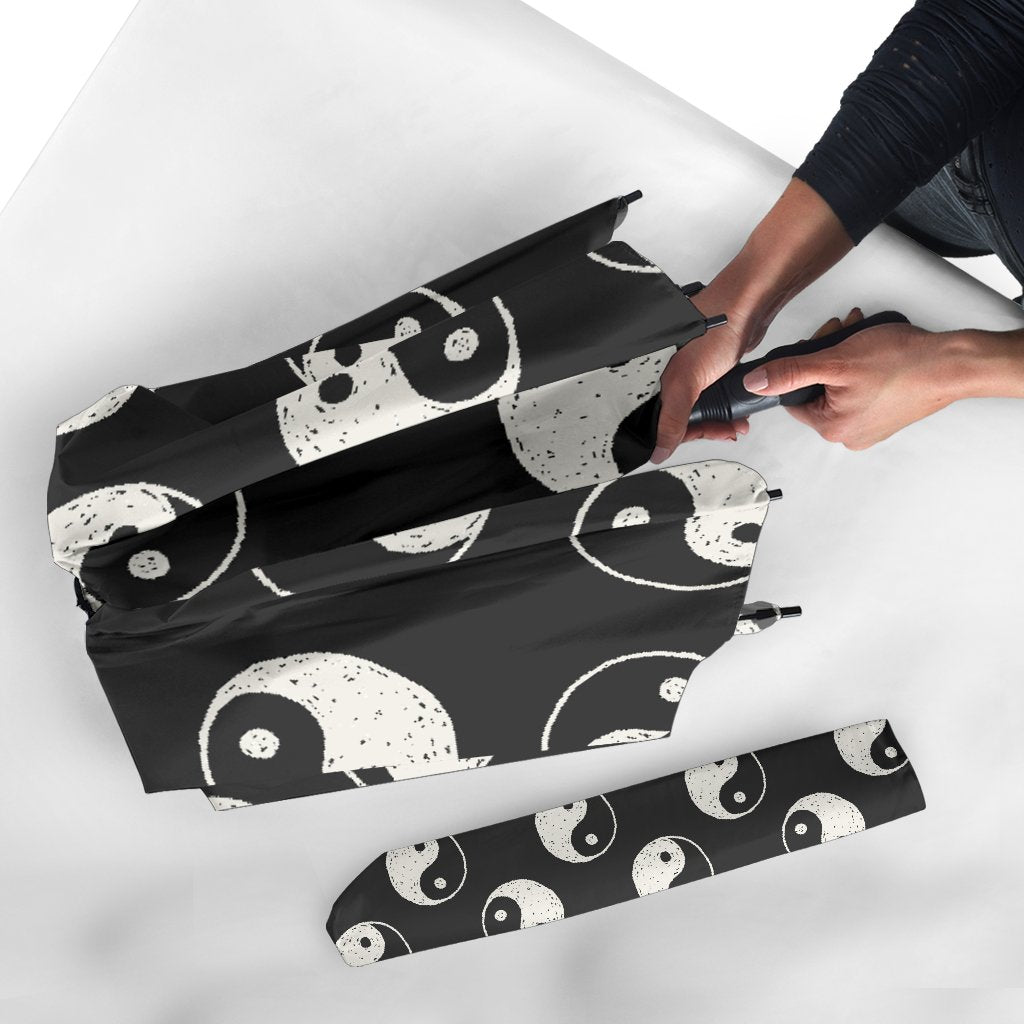 Yin Yang Black Pattern Print Automatic Foldable Umbrella-grizzshop