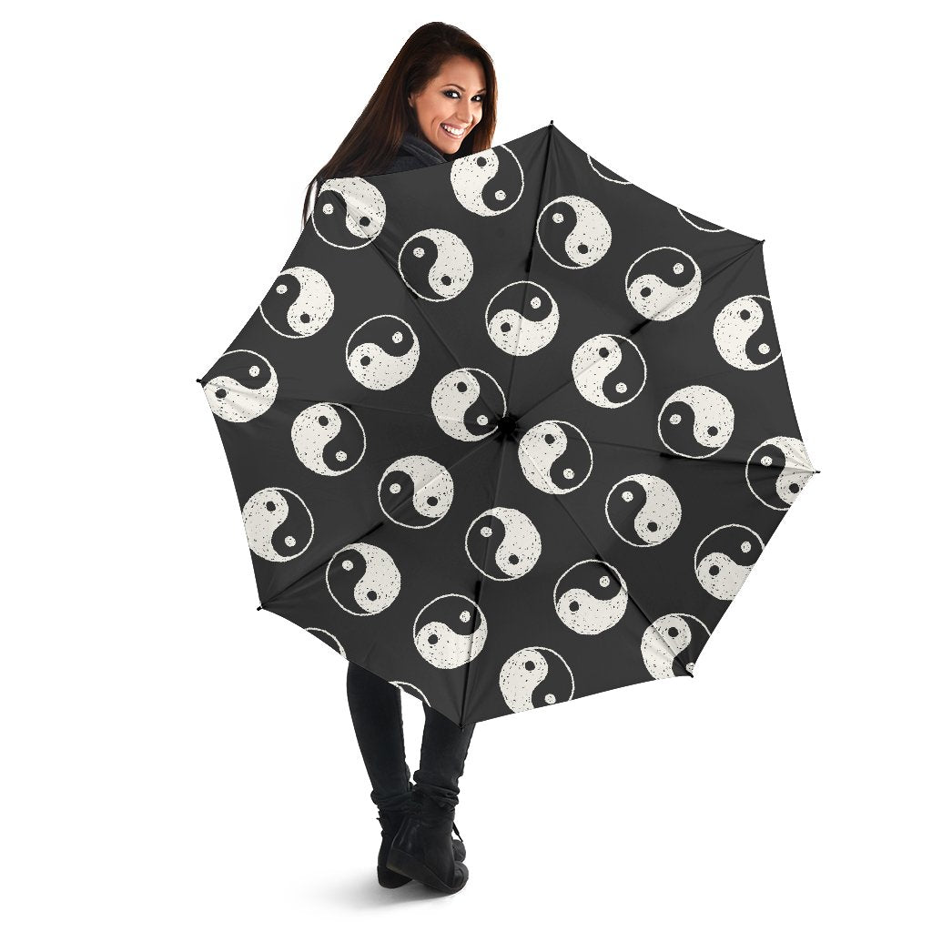 Yin Yang Black Pattern Print Automatic Foldable Umbrella-grizzshop