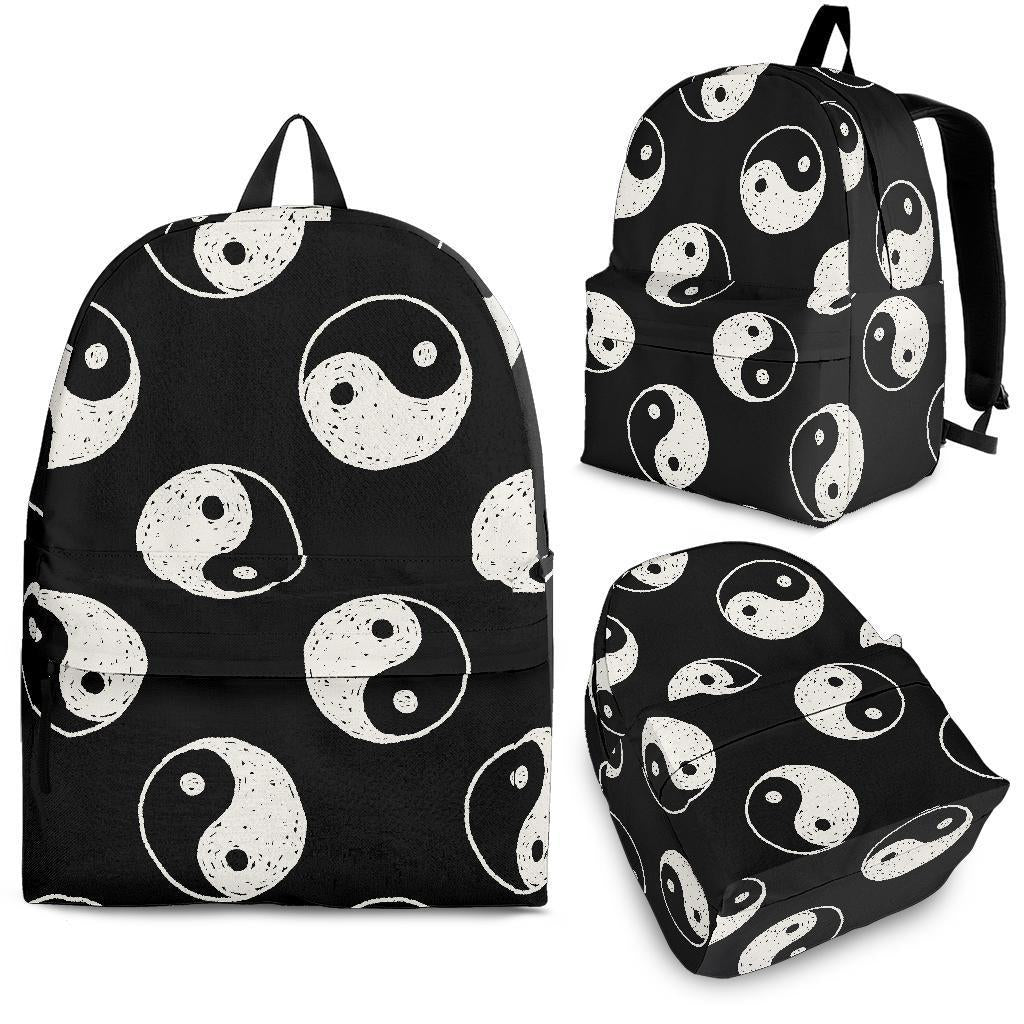 Yin Yang Black Pattern Print Backpack-grizzshop