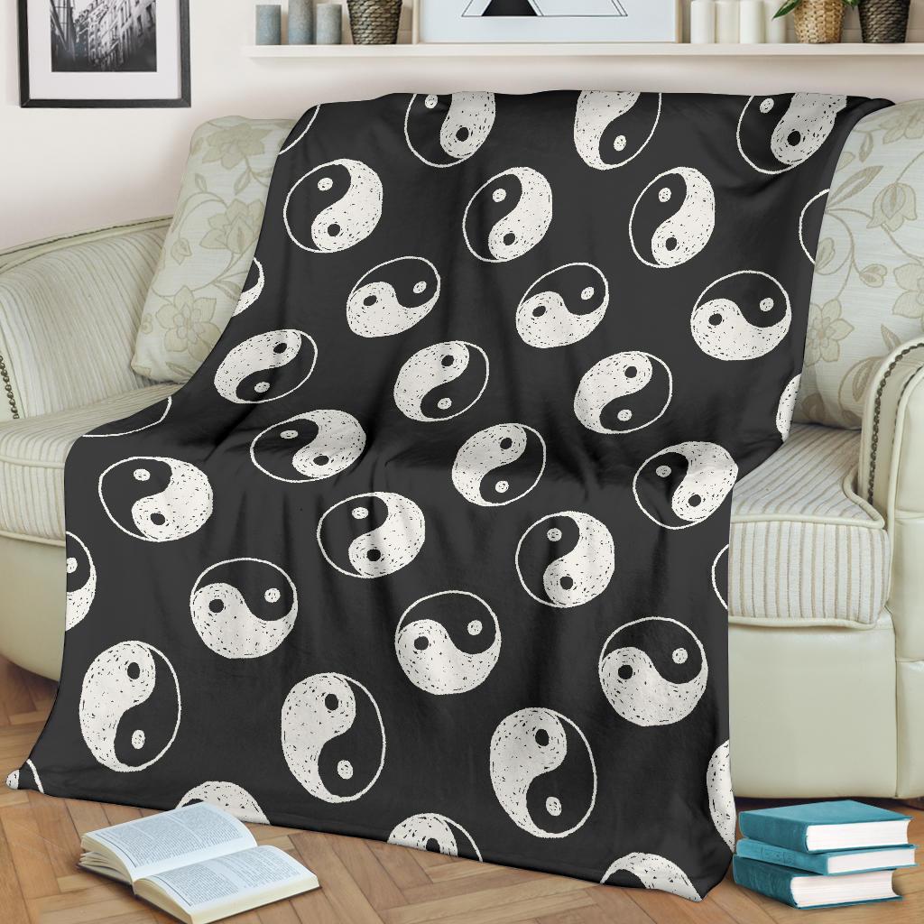 Yin Yang Black Pattern Print Blanket-grizzshop