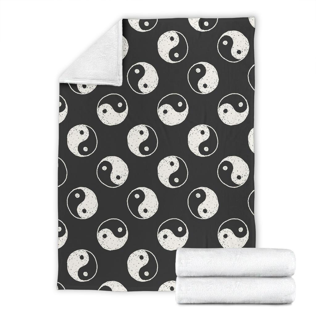 Yin Yang Black Pattern Print Blanket-grizzshop