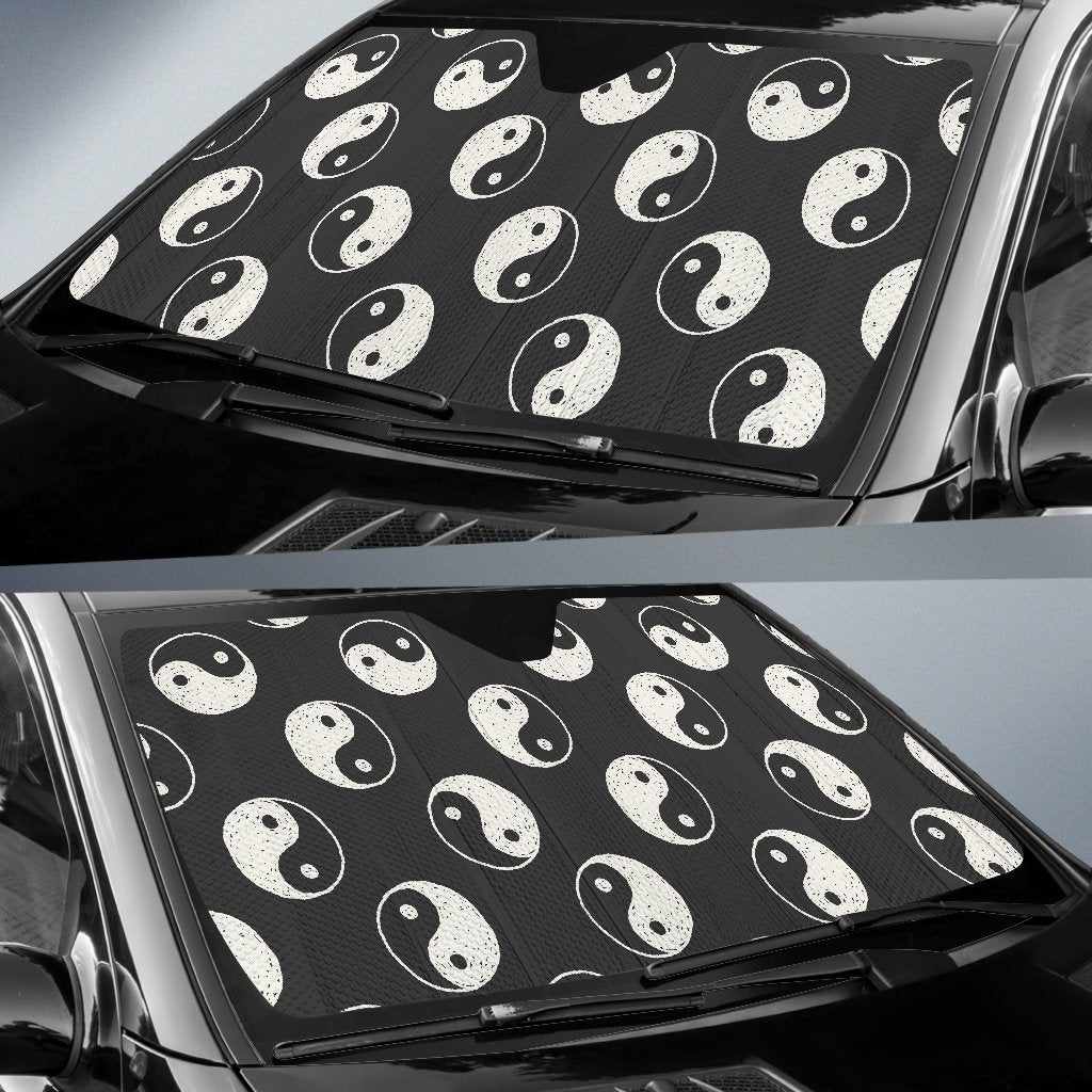 Yin Yang Black Pattern Print Car Sun Shade-grizzshop