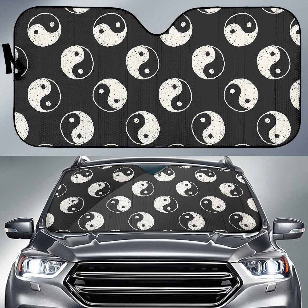 Yin Yang Black Pattern Print Car Sun Shade-grizzshop