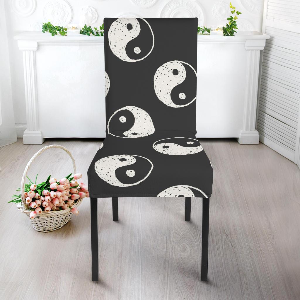 Yin Yang Black Pattern Print Chair Cover-grizzshop