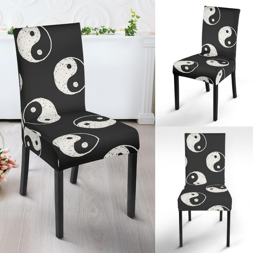 Yin Yang Black Pattern Print Chair Cover-grizzshop