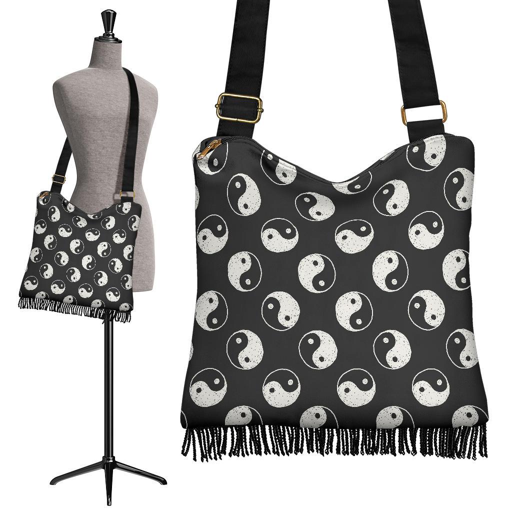 Yin Yang Black Pattern Print Crossbody bags-grizzshop