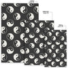 Yin Yang Black Pattern Print Floor Mat-grizzshop