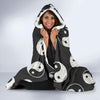 Yin Yang Black Pattern Print Hooded Blanket-grizzshop