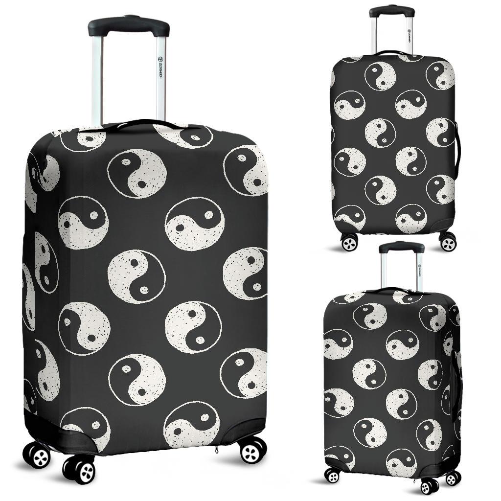 Yin Yang Black Pattern Print Luggage Cover Protector-grizzshop