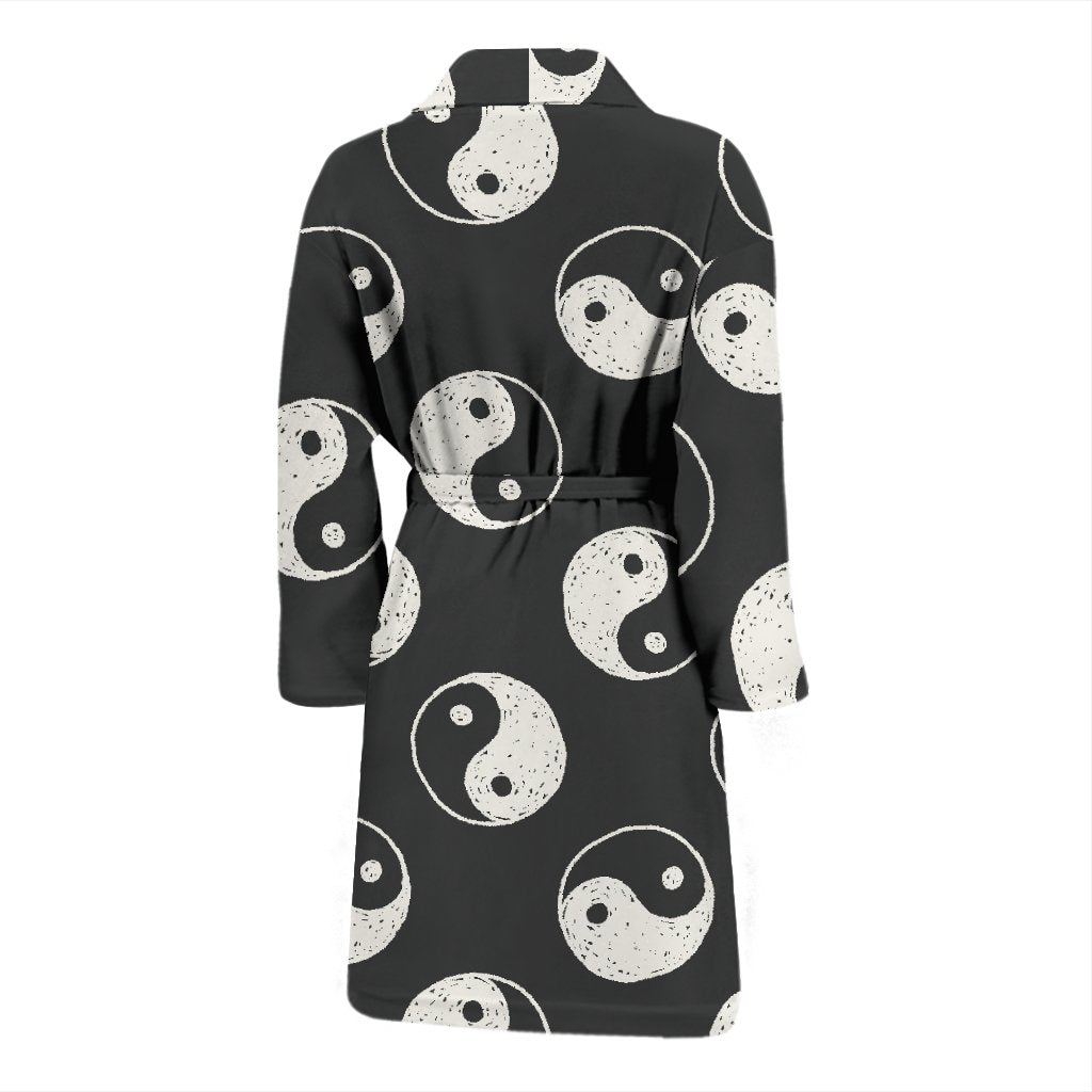 Yin Yang Black Pattern Print Men Long Robe-grizzshop