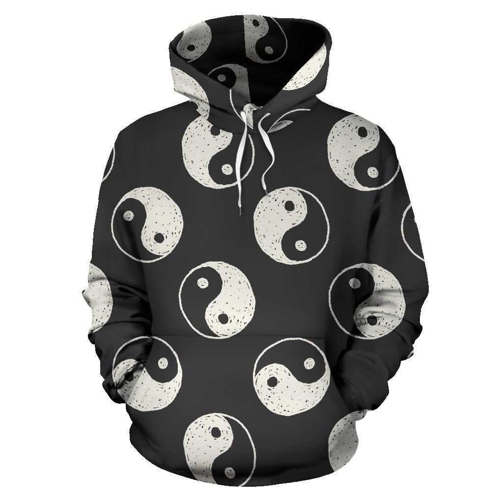 Yin Yang Black Pattern Print Men Women Pullover Hoodie-grizzshop