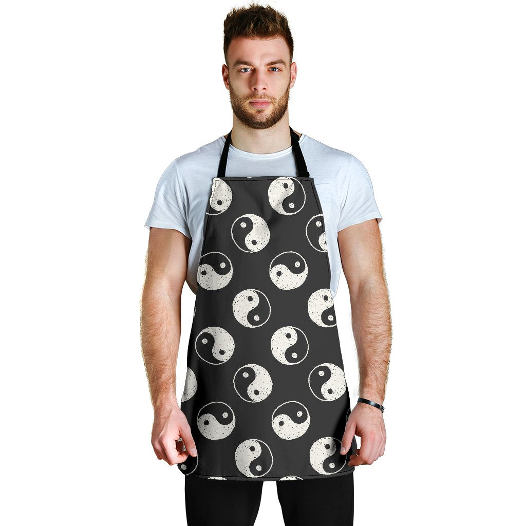 Yin Yang Black Pattern Print Men's Apron-grizzshop