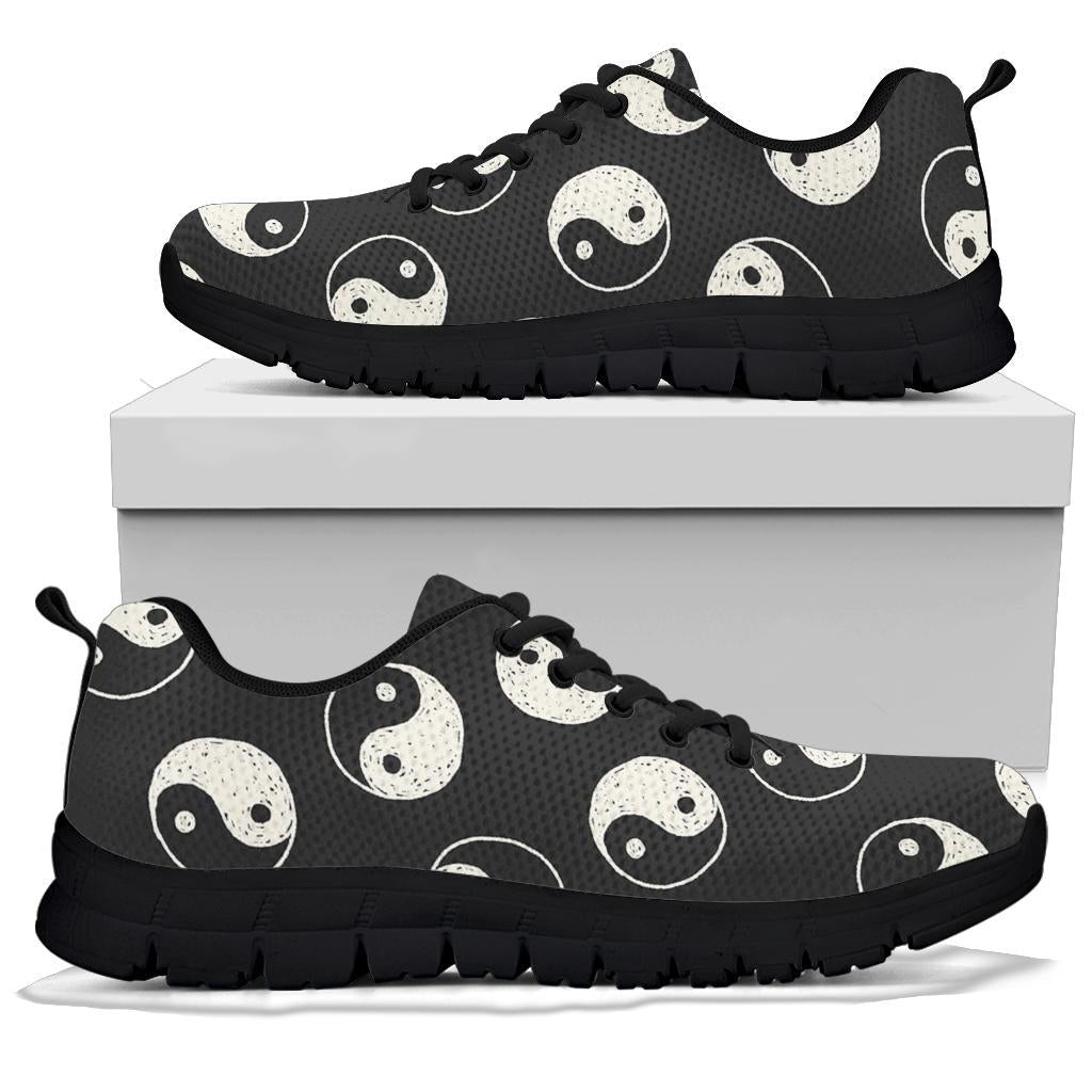 Yin Yang Black Pattern Print Sneaker Shoes For Men Women-grizzshop
