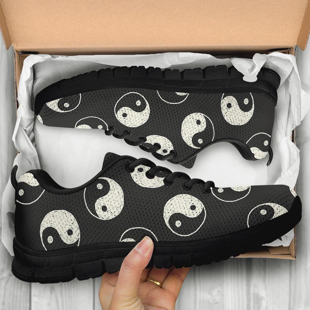 Yin Yang Black Pattern Print Sneaker Shoes For Men Women-grizzshop