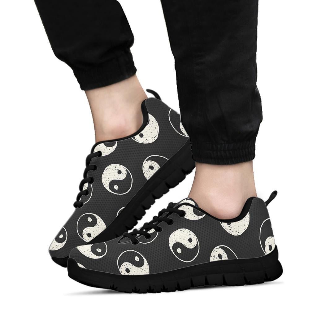 Yin Yang Black Pattern Print Sneaker Shoes For Men Women-grizzshop